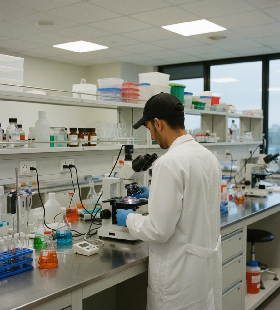 Shad Khan working in laboratory